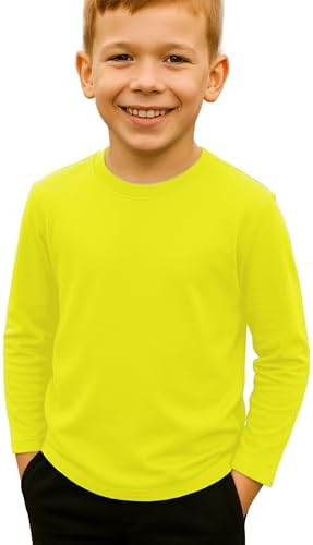 Re Tech UK - Kids Long Sleeve T Shirt for Boys and Girls Lightweight Crewneck Tee for Layering or Everyday Wear Plain Stretchy Soft Touch Top for School Play or Lounging