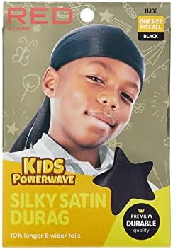 Red By Kiss Kids Sating Durags Powerwave Kids Durags Long Tail And Wide Strap Headwraps Beanies Black