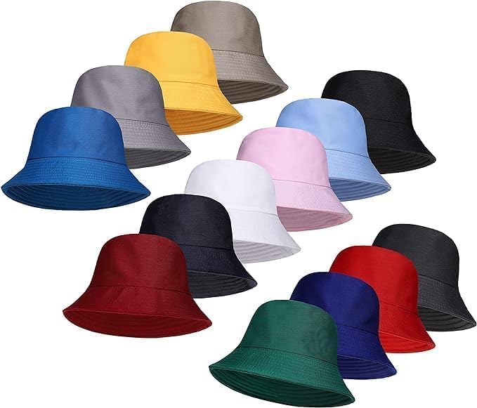Reshmena® Kids Bucket Hat Reversible Unisex Hat Boys Girls Cotton Fishing Hats For Camping Hiking Traveling Baseball Cap Football Summer Beach Sun Hat Plain Colours