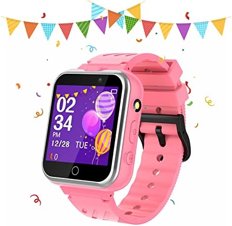 Retysaz Kids Smart Watch 24 Game Smart Watch for kids Pedometer 2 HD Cameras Fashion Smartwatches for Children 3-14 Great Gifts To Girls Boys(Pink)