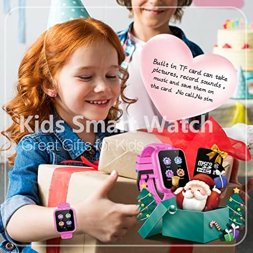 Retysaz Kids Smart Watch 24 Game Smart Watch For Kids Pedometer 2 HD Cameras Fashion Smartwatches For Children 3-14 Great Gifts To Girls Boys (Pink)