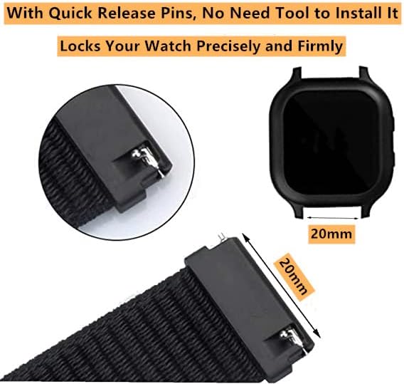 REZIME 2 Pack Replacement Kids Bands Comaptible With 20mm Watch 20mm Boys Girls Watch Band Breathable Adjustable Nylon Wristband Strap With Quick Release Pins