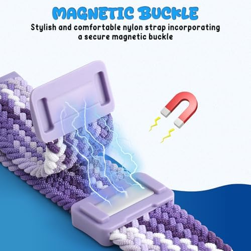 RicGloe Nylon Bands Compatible With Kids Smart Watches Z7/Z6/Z1 Colorful Woven Magnetic Wristbands Lightweight Replacement Bands Suitable For Boys And Girls