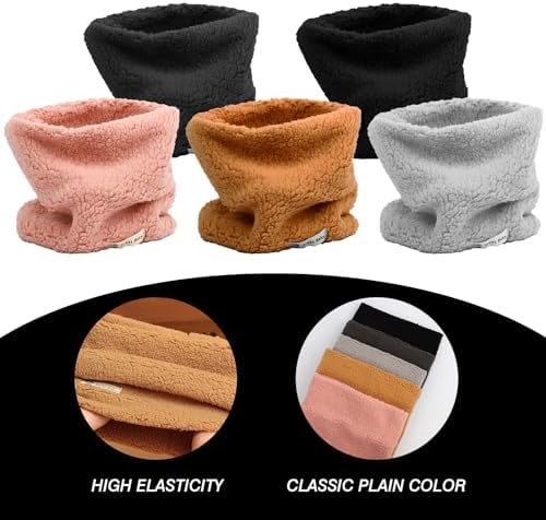 Risipu 2 Pcs Winter Fleece Warm Kids Scarf Boys Girls Round Scarves Windproof Neck Warmer Face Cover Mask
