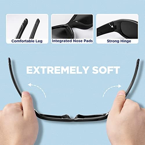 RIVBOS Kids Sunglasses Polarized Rubber UV Protection With Glasses Strap For Boys Girls Baby And Children Age 3-10 RBK037