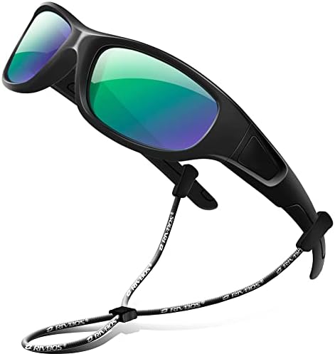 RIVBOS Kids Sunglasses Polarized Rubber UV Protection With Glasses Strap For Boys Girls Baby And Children Age 3-10 RBK037