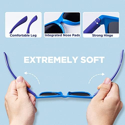 RIVBOS Kids Sunglasses Polarized Rubber UV Protection With Glasses Strap For Boys Girls Baby And Children Age 3-10 RBK004-2