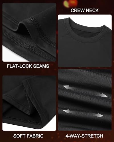 Roadbox Kids Thermal Top Boys Thermal Base Layer Fleece Lined Quick Dry Warm Underwear For School Football Outdoor