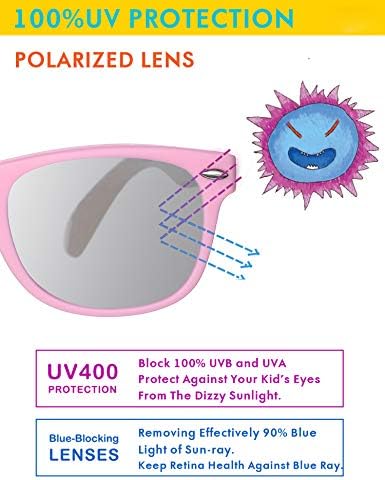 Rocf Rossini Flexible Kids Sunglasses Polarized Toddler Sun Glasses For Baby Boys And Girls Shades UV400 Protection With Case Age 2-8