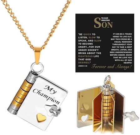 Roe Dolph My Champion Book Necklace for Son Little Star Charm Necklace Personalized Gift Jewelry