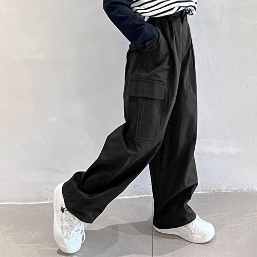 Rolanko Girls Cargo Trousers Elasticated Waist Cotton Baggy Pants With Multi Pockets For 6-15 Years Kids