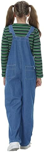 Rolanko Girls Jeans Bib Overalls Baggy Denim Dungarees Jumpsuit For Big Kids