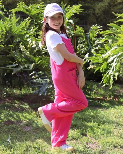 Rolanko Girls Jumpsuits Dungarees Sleeveless Adjustable Strapes Overalls Loose Playsuits Rompers Long Pants With Pockets For Teen Kids
