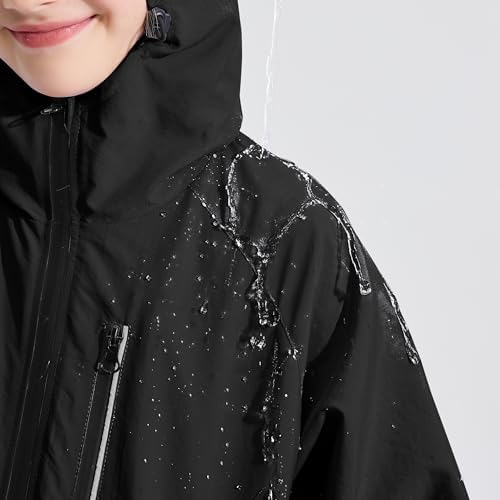 Rolanko Girls Waterproof Hooded Jacket Lightweight Raincoat Windbreaker Outwear Rain Jackets For Kids Boys 7-14 Years