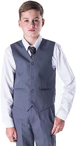 Romario Boys Suits Boys Grey Suit 5 Piece Wedding Party Formal Outfit Prom