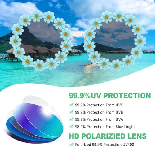 Round Flower Sunglasses For Girls Flower Shaped Cute Glasses Retro Daisy Sunglasses For Kids UV 400 Protection