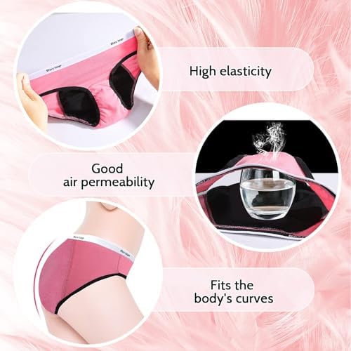 Rovtop Girls Menstrual Period Pants Teenager Kids 5Pcs Soft Cotton Menstrual Briefs Period Knickers Girls Leak-Proof Clean And Washable Teenage Menstrual Underwear For 8-16 Years(Size L)