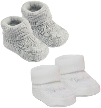 Royal Icon 2 Pairs Adorable Baby Booties - Warm & Safe Slippers for Newborn Boys & Girls - Soft Stylish - Ideal for Indoor & Outdoor - Ri352