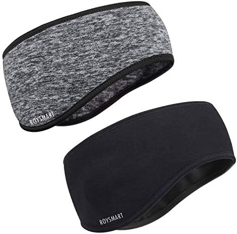 Roysmart Winter Ear Warmers Stretchy Yoga Headband Thermal Ear Muffs Ski Headband Moisture Wicking for Women & Men (Black)