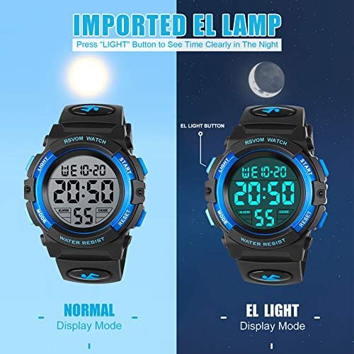 RSVOM Kids Boys Watches Waterproof Outdoor Digital Sports Watch With Alarm/Stopwatch Kids Digital Wrist Watches For Birthday Gifts/Gifts Blue S Strap Blue S Strap