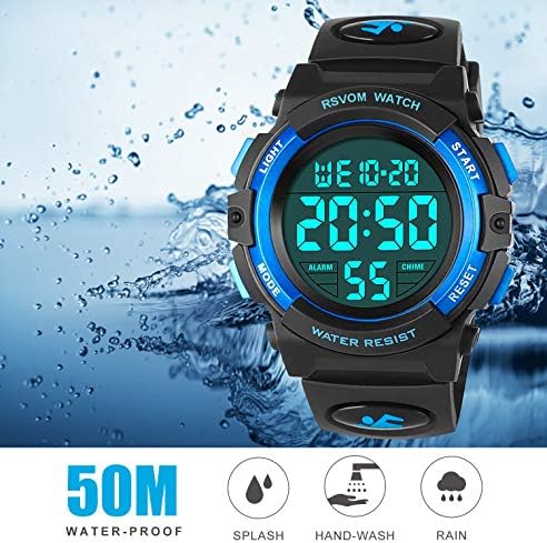 RSVOM Kids Boys Watches Waterproof Outdoor Digital Sports Watch With Alarm/Stopwatch Kids Digital Wrist Watches For Birthday Gifts/Gifts Blue S Strap Blue S Strap