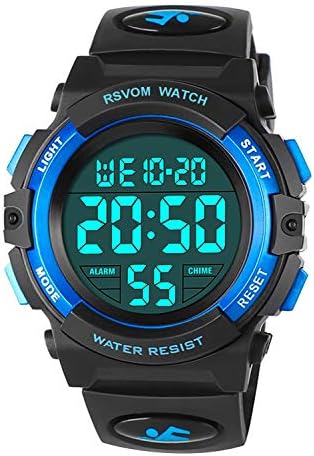 RSVOM Kids Boys Watches Waterproof Outdoor Digital Sports Watch with Alarm/Stopwatch Kids Digital Wrist Watches for Birthday Gifts/Gifts Blue S Strap Blue S Strap