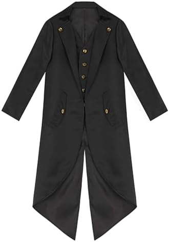 Rswnyirn Boys Blazers Renaissance Magician Jacket Tuxedo Kids Steampunk Victorian Long Sleeve Tailcoat Coat