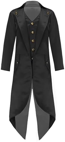 Rswnyirn Boys Blazers Renaissance Magician Jacket Tuxedo Kids Steampunk Victorian Long Sleeve Tailcoat Coat