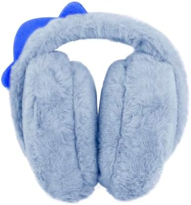 RUIXIA Kids Earmuffs Winter Warm Earmuffs Dinosaur Pattern Baby Thick Foldable Earmuffs Warm Ear Muffs Soft Windproof Ear Covers Cute Cold Weather Ear Warmer