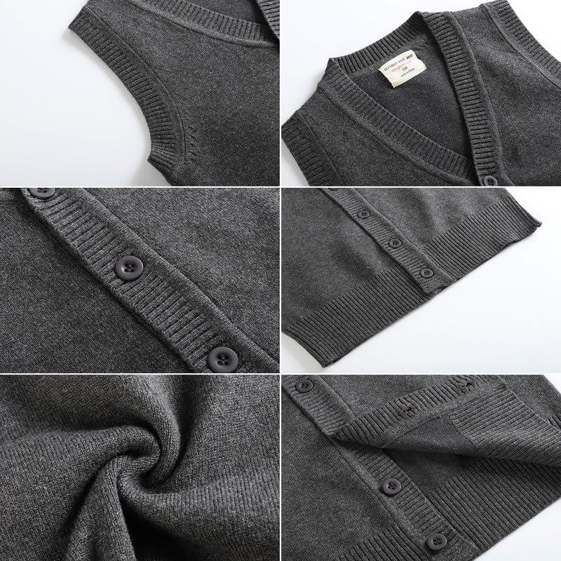 Runstarshow Boys Girls Knitted Tank Top Sleeveless V Neck Jumper Unisex Kids Gilets Sweater Vest School Uniform Knitwear Waistcoat Cardigan For Kids Teens Aged 3-13 Years