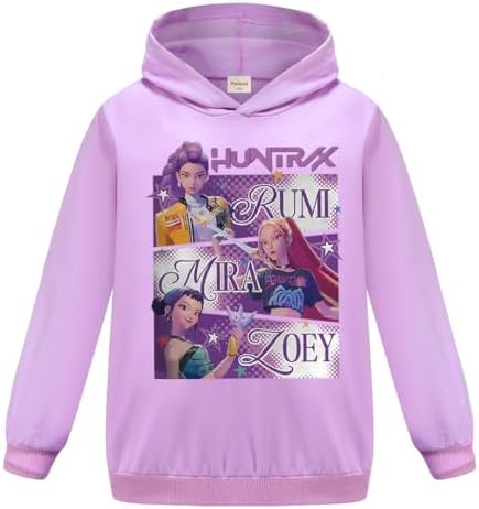 Rzfbeeok Boys Girls Cartoon Demon Hunter Hoodie Kids Huntrix Merch Pullover Jumper Tops 3-13 Years