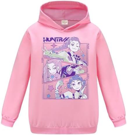 Rzfbeeok Girls Huntrix Merch Long Sleeves Jumper Kids Unisex Cartoon Demon Hunter Hoodie