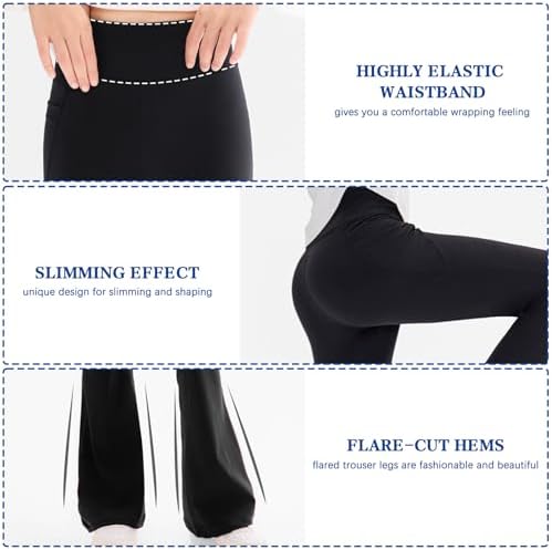 Sahunfri Girls Flared Leggings High Waisted Tummy Control Yoga Pants For Kids Breathable Stretchy School Trousers Suitable For Dance