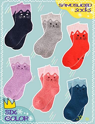 Sandsuced Kids Merino Wool Thermal Warm Socks For Walking Boys Girls Toddlers Winter Hiking Thick Heavy Cosy Boot Cabin Crew Socks 6 Pairs