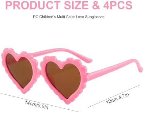 Satiskid Kids Sunglasses Girls Cute Colorful Flower And Heart Shaped Fashion Glasses Set Photo Props For Kids Age 3-8 Beach Party Outdoor Sports Travel