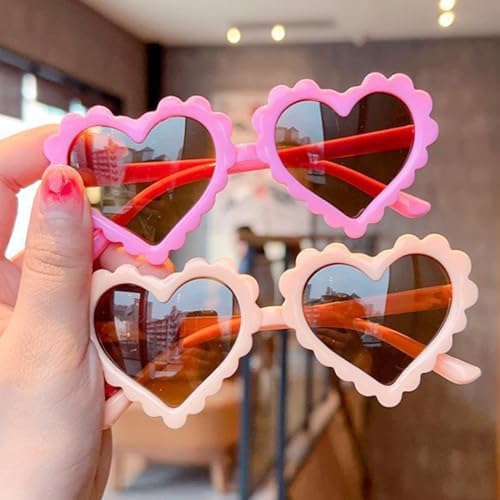 Satiskid Kids Sunglasses Girls Cute Colorful Flower And Heart Shaped Fashion Glasses Set Photo Props For Kids Age 3-8 Beach Party Outdoor Sports Travel