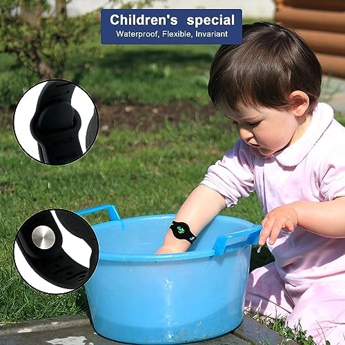 SAVITA 2pcs Kids Wristband For AirTag Dinosaur Cartoon Pattern Bracelet For Waterproof Toddler Elder Adjustable Watch Band Kids Anti Lost For AirTag Case Holder For Hiding GPS Tracker (Black White)