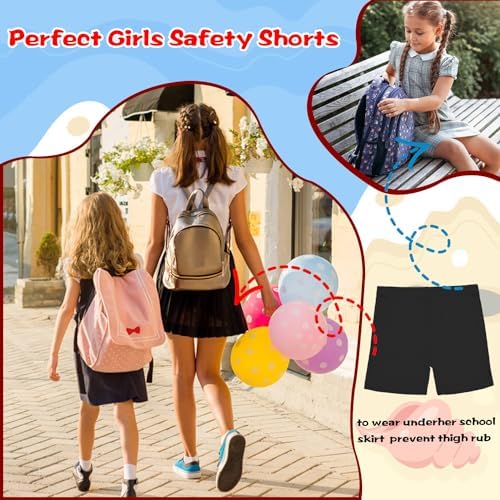 School Short Leggings For Girls Girls Dance Shorts Breathable And Comfy Kids Cycling Shorts 10 Pack (2-10 Years Old)