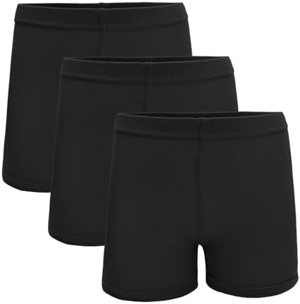 School Short Leggings for Girls Girls Dance Shorts Breathable and Comfy Kids Cycling Shorts 3 Pack (2-10 Years Old)