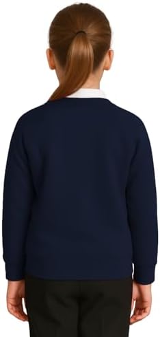 SchoolStitch® Girls Boys School Uniform Long Sleeve Cardigan Kids Unisex Button Up V Neck Jumper Plain Sweater With Front Pockets School Cardigans For Girls And Boys Age 2-13 Years