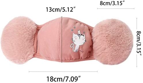 SEARUB Kids Winter Windproof Cotton Mouth Mask With Plush Earmuffs Cartoon Animal Dustproof Washable Face Cover Ear Warmers Kids Windproof Mouth Mask