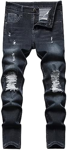 SEAUR - Boy's Jeans Kids Denim Pants Boy Skinny Stretch Jeans Casual Slim Fit Trouser Age 6-14 Years