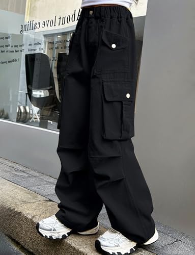 SEAUR Girls Cargo Trousers Baggy Pants Elastic Waist