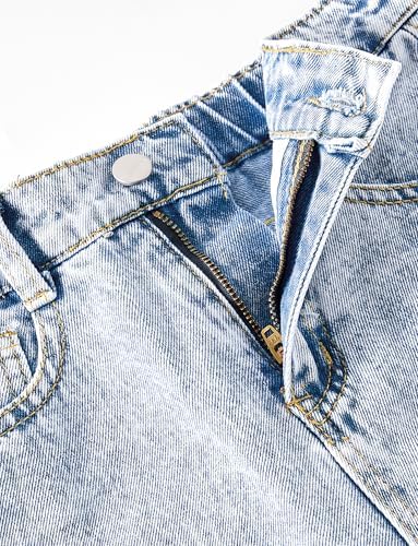 SEAUR Girls Jeans Ripped Baggy Wide Leg Jeans Kids Straight Pants Loose Denim Pants Casual For 5-14 Years