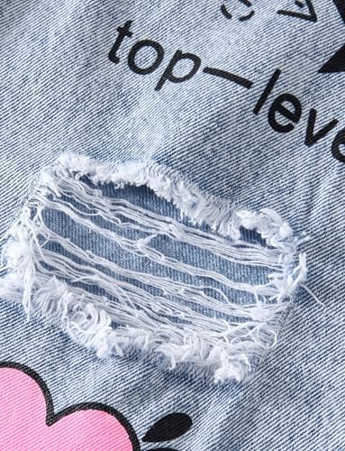 SEAUR Girls Jeans Ripped Baggy Wide Leg Jeans Kids Straight Pants Loose Denim Pants Casual For 5-14 Years