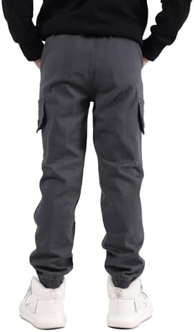 SERENYOU Boys Cargo Trousers Slim Fit Joggers Pants Elasticated Waist For Kids 6-14 Years