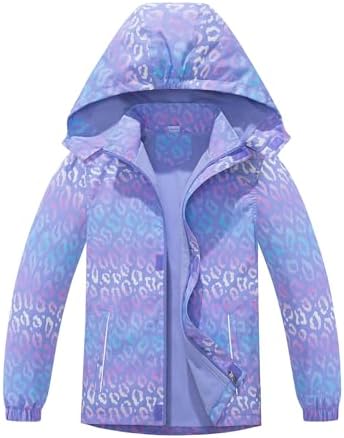 SERENYOU Girls Waterproof Jacket Kids Fleece Lined Windbreaker Raincoat with Removable Hood