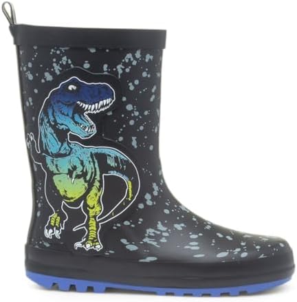 Shoe Zone - Boys Black Dinosaur Welly
