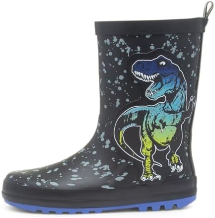 Shoe Zone - Boys Black Dinosaur Welly