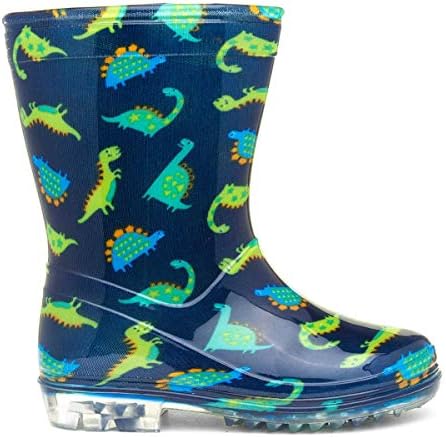 Shoe Zone - Boys Navy & Green Dinosaur Welly